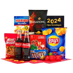Kerstpakket met snoep en snacks om samen van te genieten