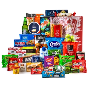 Kerstpakket met veel artikelen voor een gezellige borrelavond